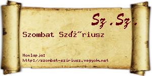 Szombat Szíriusz névjegykártya